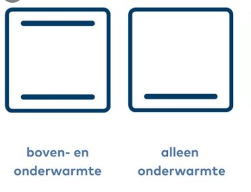 Iconen voor boven- en onderwarmte en alleen onderwarmte oven
