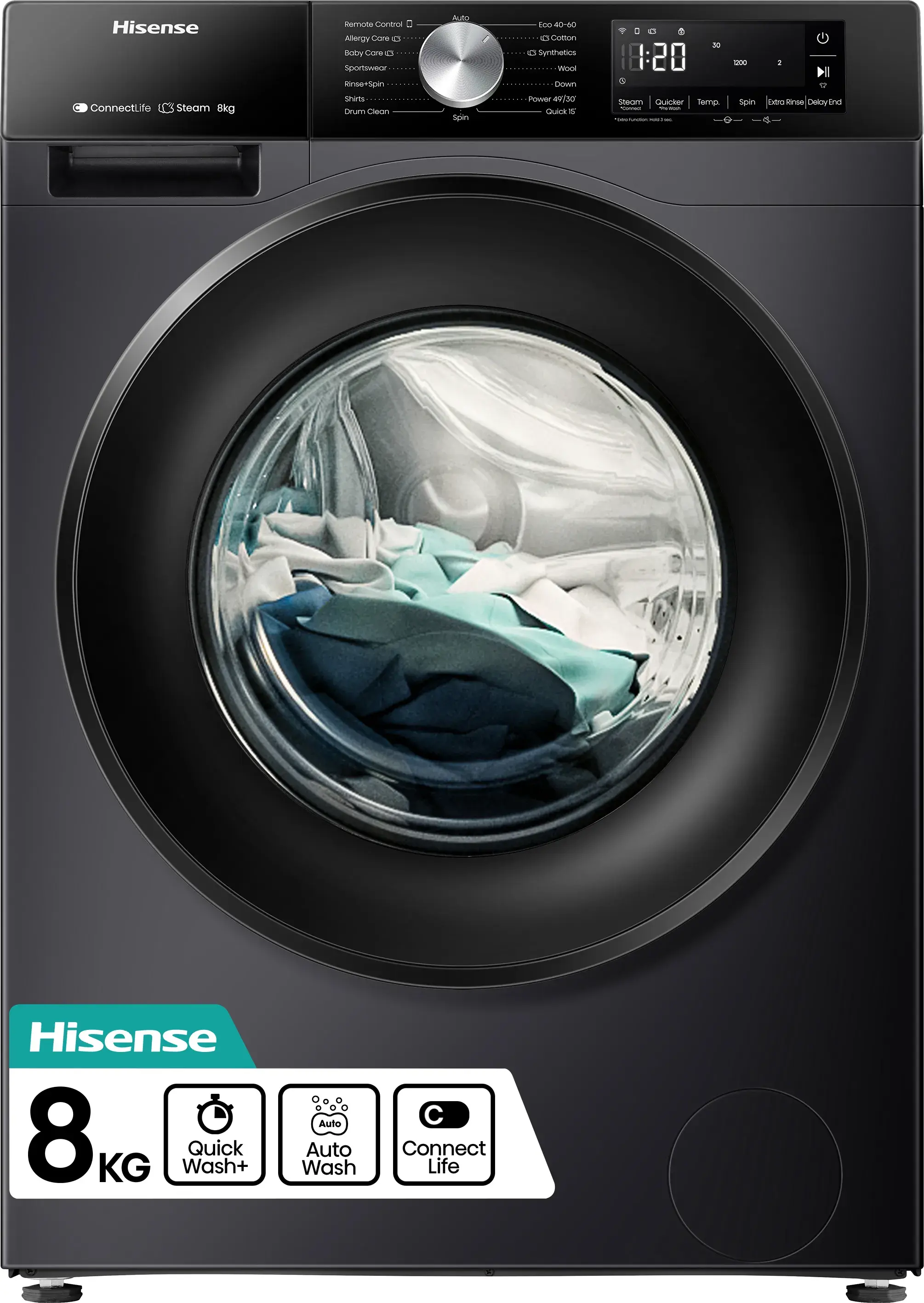 Hisense Dh3s802bb3 - Warmtepompdroger - 8 Kg - 64 Db - Energieklasse A+++ - Grafiet | Nieuw (outlet)