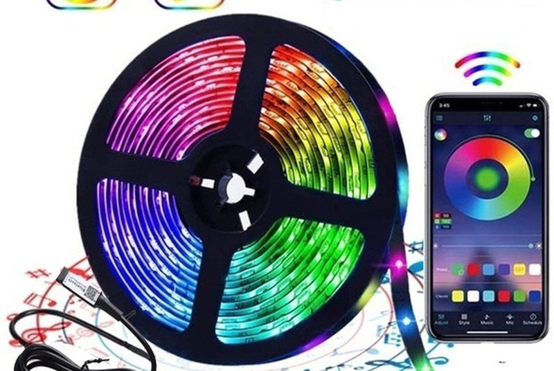 Hbs Rgb Led Strip 5m – Slimme Lichtstrip Met App & Afstandsbediening – Dimbaar & Zelfklevend – Usb Verlichting Voor Woondecoratie | Welhof; Dé