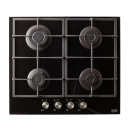 Cooke & Lewis CLGOGUIT4 - Gaskookplaat - 4-zones - Zwart glas